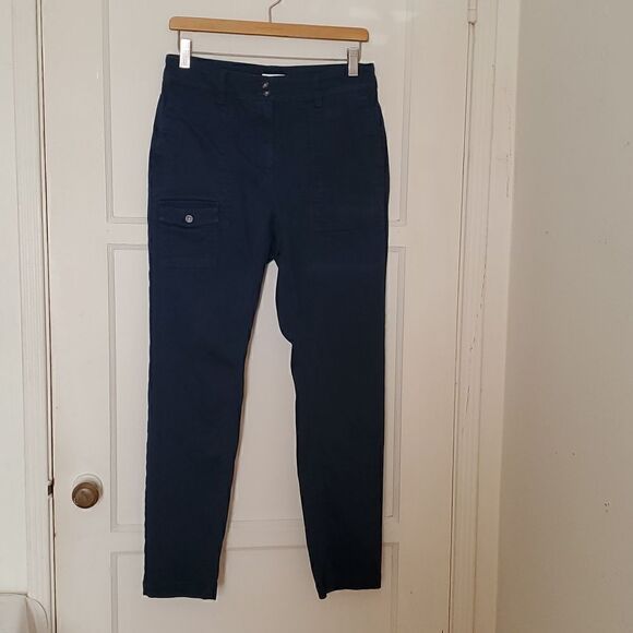 J. Jill Highrise Cargo Utility Pants Blue Stretch Size 8 - Picture 1 of 10